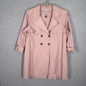 Centigrade Trench Coat 4X Cotton Stretch Pockets Thin Career Quiet Minimal NEW *